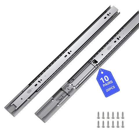 Soft Close Drawer Slides 22 Inch Side Mount Heavy Duty Cabinet Drawer Glides 10 Pairs - Ball Bearing Full Extension Kitchen Cabinet Rails 100 LB Capacity with screws