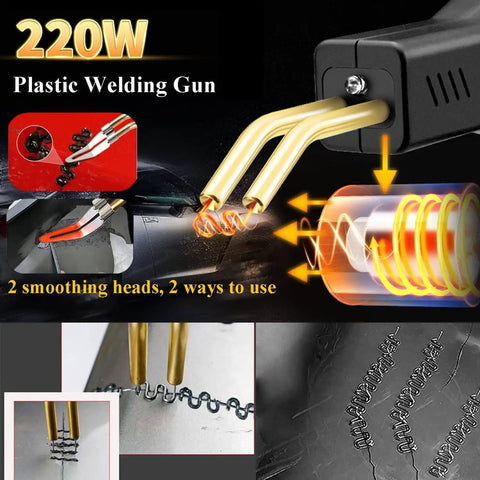 Beefed Up 220W Plastic Welder 2 In 1 Repair Kit with Hot Stapler Soldering Gun and 100 Pcs Welding Rods for Car Bumpers and Most Plastics