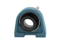 Front view of a 1-3/8 in One-piece Tapped Pillow Block Bearing, Narrow Inner Ring Eccentric Collar Locking, Single Row Ball Bearing with SHE07 Housing.