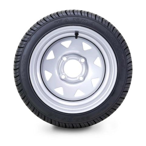 225/35-12 Golf Cart Tire and Wheel Assembly Set of 2 with Silver Wheel, 4 Lugs on 4 inch PCD, ET-25.4 offset, tire front view