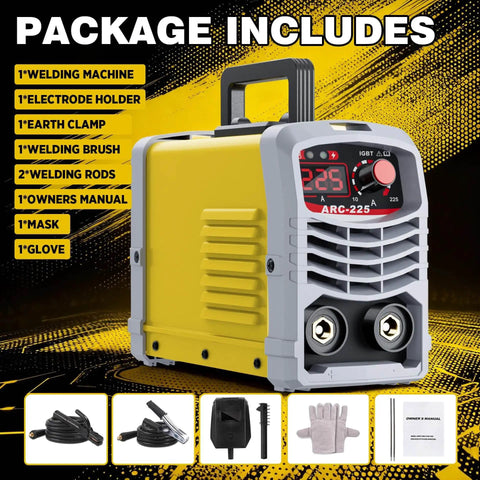 Portable 225Amp Stick Welder With 110V Inverter IGBT Tech Digital Display And Synergic Control included accessories