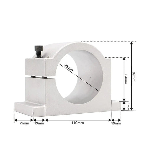Aluminum 80mm clamping bracket for Beefy 2.2KW CNC Air Cooled Spindle Motor with ER20 Collet and Ceramic Ball Bearings
