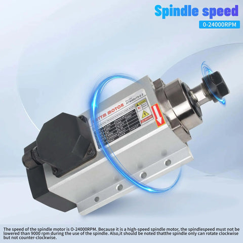 Beefy 2.2KW Air Cooled Spindle Motor 220V ER20 With Nut And Collet Included High Speed 0 to 24000RPM CNC