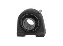 Front view of 1-7/16 in tapped pillow block bearing, nickel-plated cast iron housing, zinc-plated insert with set screw, ball bearing