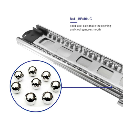 Close-up of ball bearing in 10 Pairs of 22 Inch Hardware 3-Section Full Extension Ball Bearing Side Mount Drawer Slides,100 LB Capacity Drawer Slide