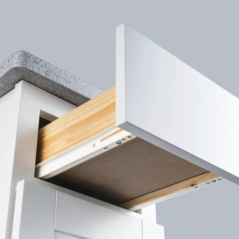 22 Inch Euro Cabinet Slides Pack Of 2 For Face Frame And Frameless Cabinets With 75lbs Capacity installed on wooden drawer