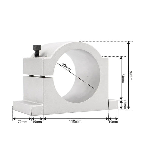 80mm aluminum bracket for Beefy 2.2KW Air Cooled ER20 Spindle With Four Bearings, CNC milling, engraving, routing support