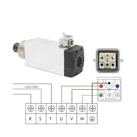 220V 2.2kW ER25 Woodworking Spindle Air Cooled With Ceramic Ball Bearings 0.01mm Runout VFD Inverter Wiring Diagram