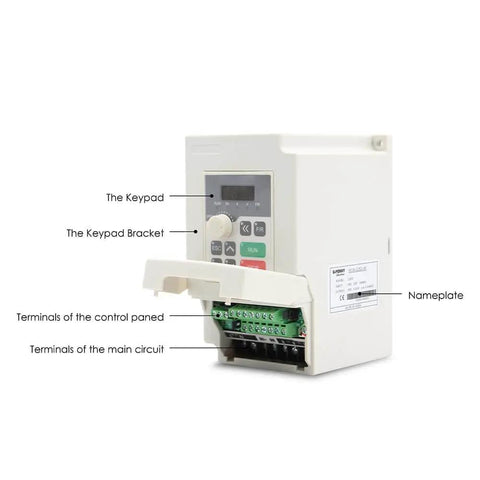 220V AC inverter for 2.2KW Air Cooled ER20 Spindle Motor Kit with control panel and nameplate visible