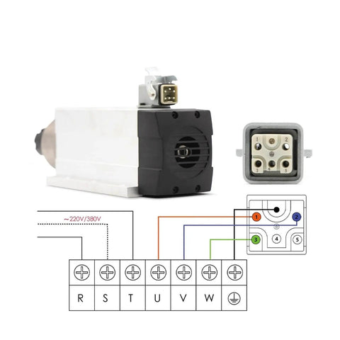 ER25 Air Cooled CNC Spindle 2.2kW 220V with Ceramic Ball Bearings and wiring diagram for Precision CNC Routers