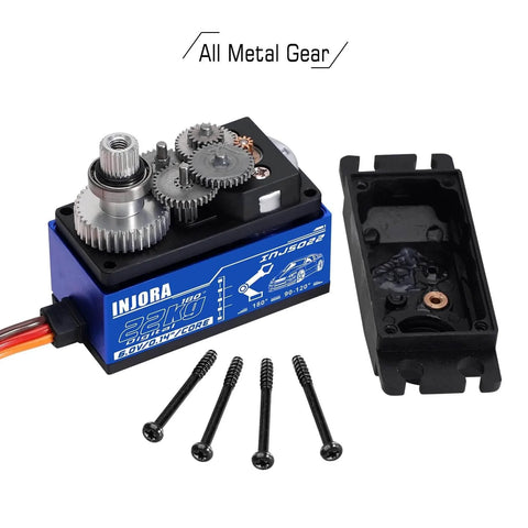 22KG Low Profile Digital Servo and 25T Servo Horn for 1/10 RC Car Robot Model Upgrade showing internal metal gears