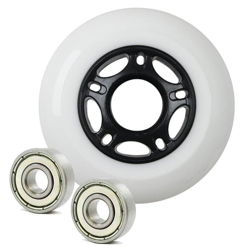 22mm ID 76mm OD Luggage White Wheel + 2 Shielded Bearings 17x22x7mm - VXB Ball Bearings