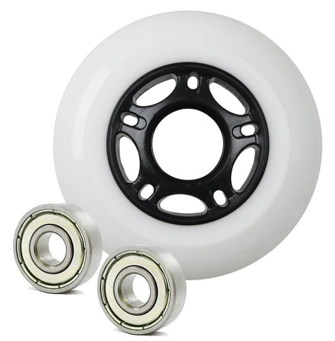 22mm ID 76mm OD Luggage White Wheel + 2 Shielded Bearings 8x22x7mm - VXB Ball Bearings