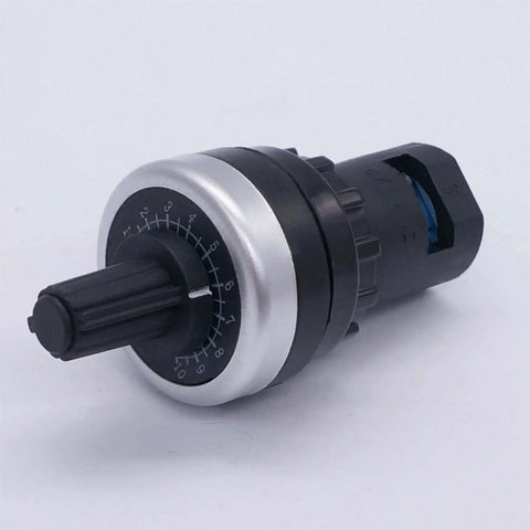 LA42DWQ22 22Mm Rotary Potentiometer 5K Ohm Governor for Inverter, black and silver design with adjustable knob, three terminals visible