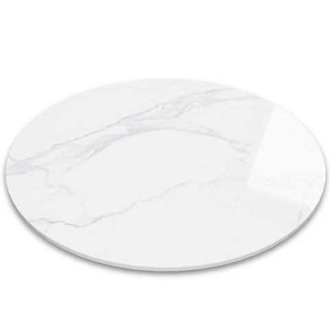 23.6 inch sintered stone lazy susan turntable in white, showcasing a smooth surface and elegant design.