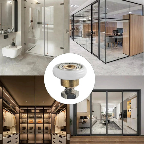 Four Sets 23mm Shower Door Rollers With Screws Replacement Wheels For Bathroom Sliding Doors Includes Copper Construction For Long Lasting Durability And Smooth Quiet Operation Fits Most Standard Shower Enclosures
