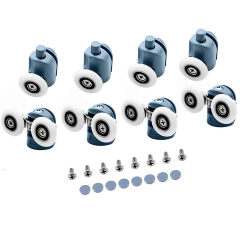 23mm Shower Door Rollers 8PCS Replacement Set with Double Top and Single Bottom Runners, screws included