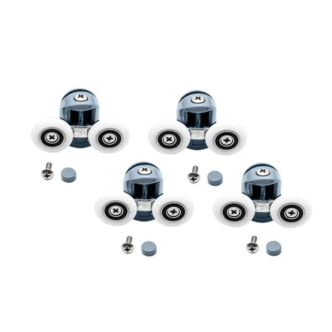 23mm Shower Door Rollers 8PCS Replacement Set with Double Top and Single Bottom Runners for curved bathroom glass doors