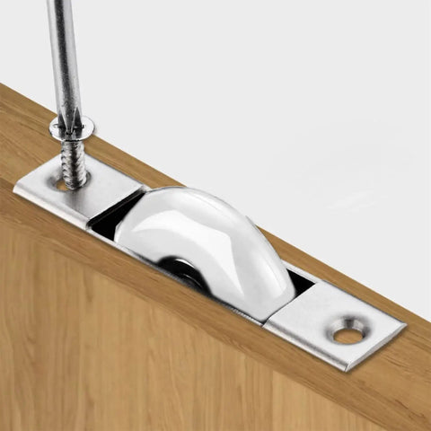 Close-up of installed Two Pack 23mm Diameter Screen Door Rollers Nylon Wheel With Stainless Steel Shell Electroplating Finish
