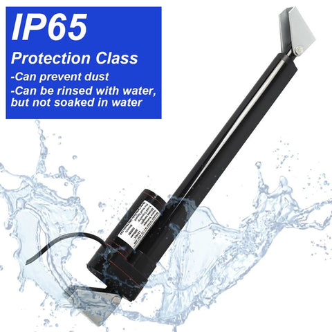 KM-LINEARTECH 24-inch electric linear actuator with mounting brackets, IP65 waterproof, black housing and silver rod