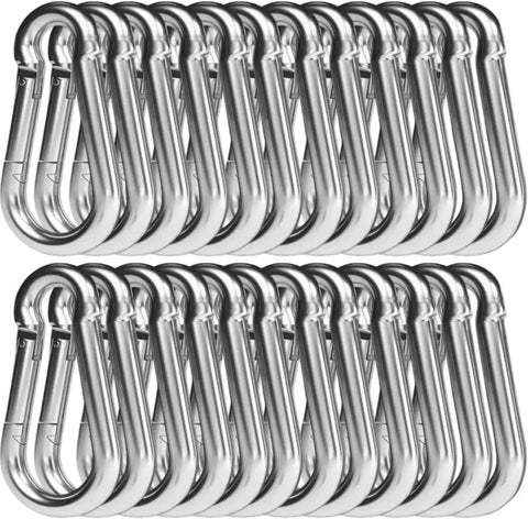 24 Pack Mini M5 Spring Carabiners 1.97 Inch Galvanized Steel Hooks For Camping Hammock Fishing Travel Outdoor Gear High Strength 176 Lb Load Capacity Rust Resistant Durable