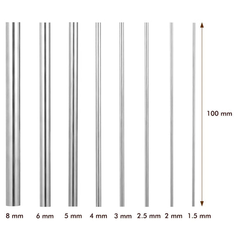 24 Pcs 304 Stainless Steel Round Rods Set With Assorted Diameters From 1.5 To 8 Millimeters And 100 Millimeters Length