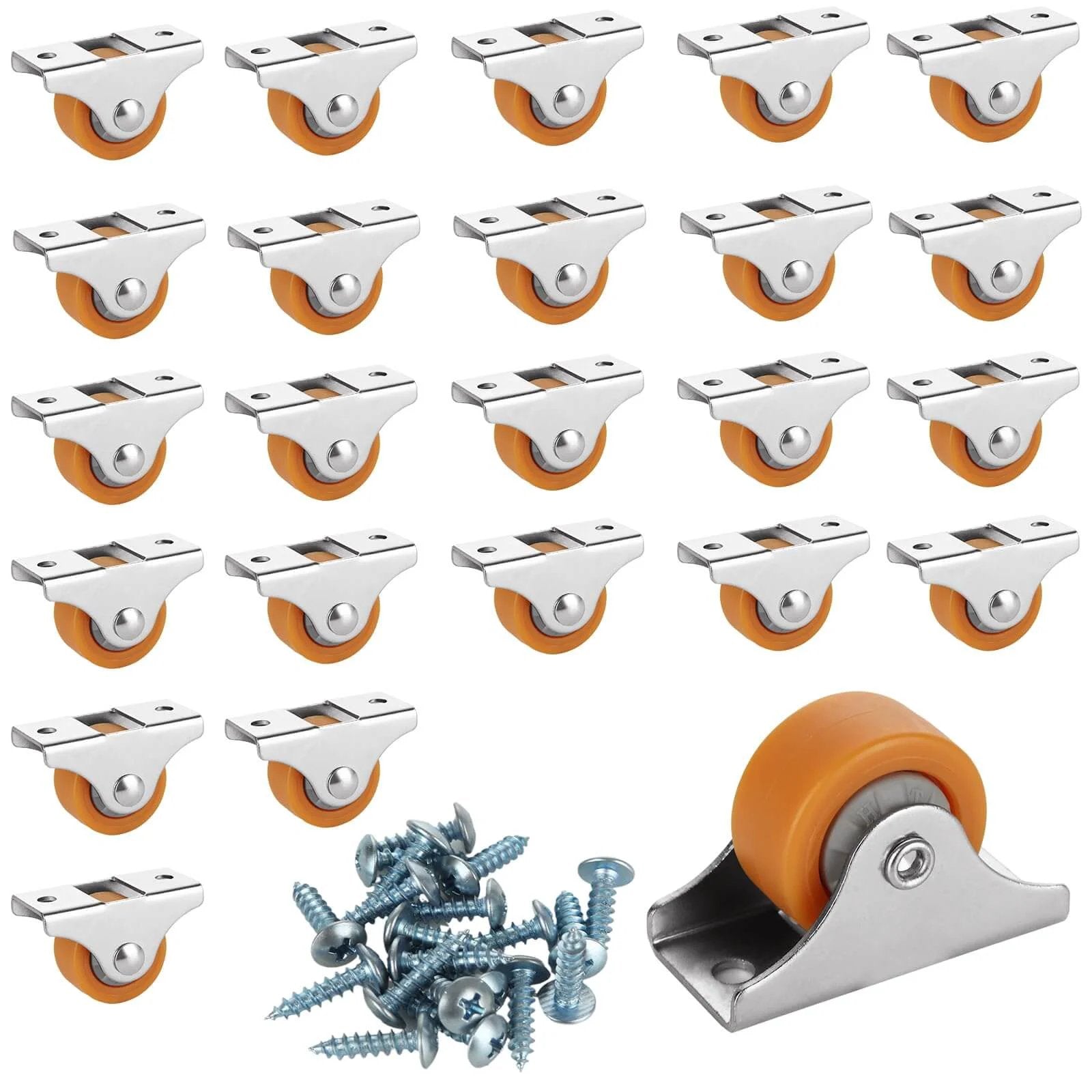 24 Pcs Small Caster Wheels 1 Inch Mini Fixed Silent Ba...