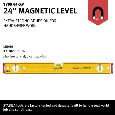 Magnetic Machine Level 24 inch magnetic level with rare earth magnets – Preci...
