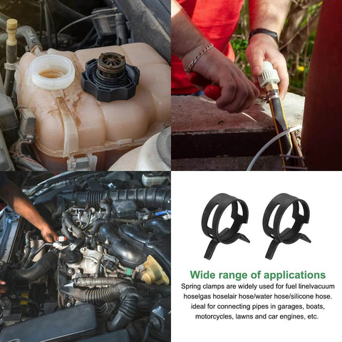 10 Pcs Fuel Line Clamps Spring Band Hose Clamps Half Inch 24mm Silicone Air Tube Vacuum Hose Water Pipe Low Pressure Assortment Kit Black for automotive use