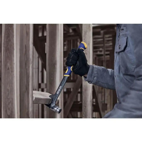 24 Oz Demolition Framing Hammer With Magnetic Nail Starter Delivers Powerful Nail Setting And Framing in use on wooden beam