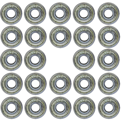 24 PCS 608-ZZ Ball Bearing - Double Metal Sealed Shielded Miniature Deep Groove Bearings, 8mm x 22mm x 7mm arranged in pattern