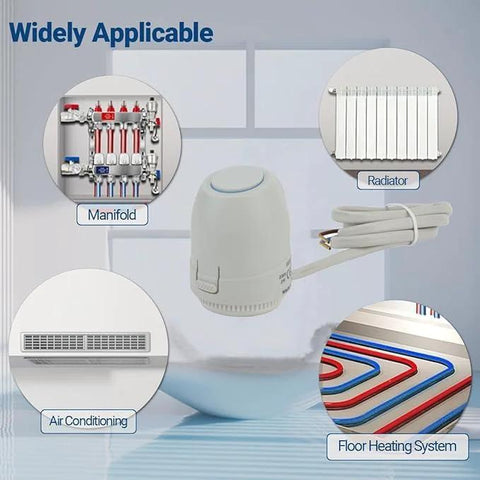 Thermal actuator, 2W normally closed 2-wire 24V for underfloor heating, IP54 waterproof thermostat valve (Amazon)