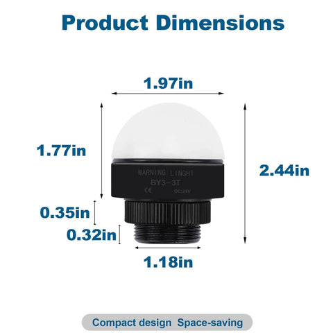 24V DC AC Three Color LED Signal Tower Indicator dimensions showing height and diameter.