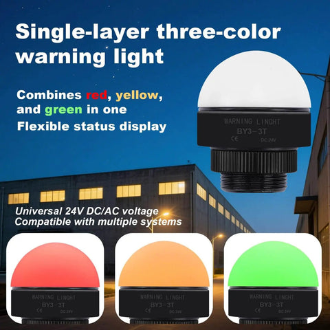 24V DC AC Three Color LED Signal Tower Indicator Go To All In One Single Layer Warning Light With Red Yellow Green LEDs