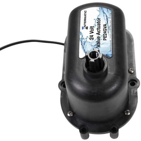 Intermatic PE24GVA 24V valve actuator, black plastic housing with mounting flange