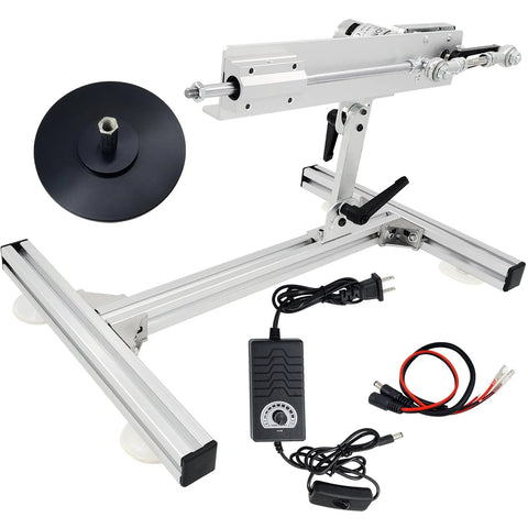 JQDML 24V 120rpm reciprocating linear actuator with adjustable stand on frame, includes suction cup and speed controller