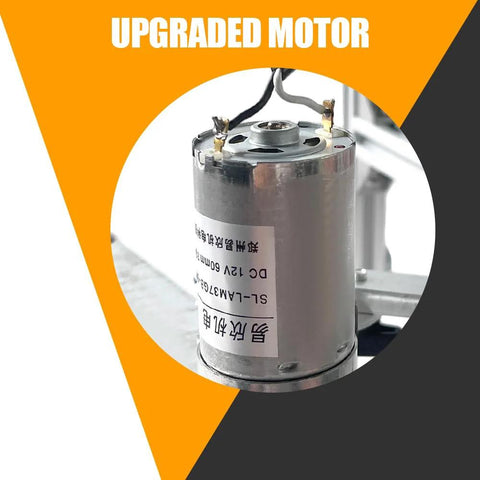 DC motor with silver metal housing and label sticker, home improvement component