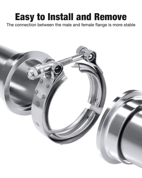 2.5 Inch V Band Clamp With Flange Stainless Steel For Easy Bolt On Connection Between Male And Female Flanges Delivers Even Seal Pressure And Quick Install