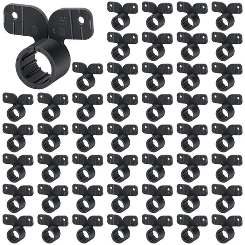 25 Pack Half Inch PEX Pipe Clamps For Pex Copper CPVC Tubing Supports Butterfly Style Black Durable Snap On Suspension Clips Designed For Easy Install And Secure Fit In Home Plumbing Projects Briwooody, laid out showing multiple clips.