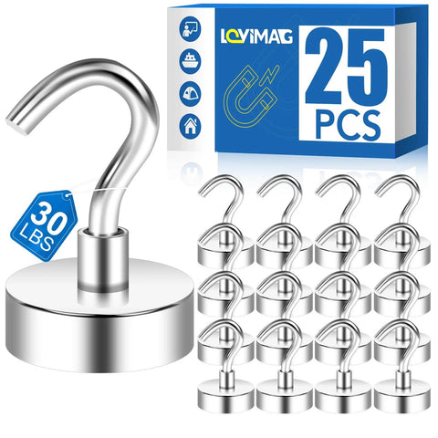 25-pack utility cart hooks, stainless steel, 30 lb load capacity, with box showing 25 pcs for moving boxes, appliances, heavy cargo