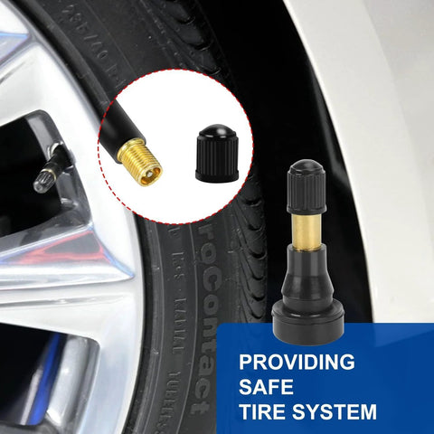 Amazon TR-600HP snap-in tire valve stems, 1-1/4 inch brass stems with black caps, 25-pack for most cars
