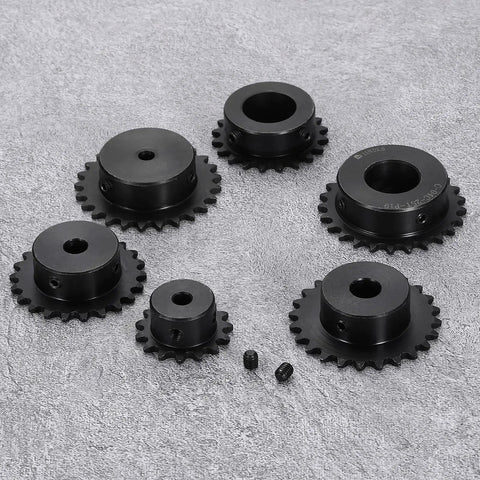 Size 25 Roller Chain Sprocket For ISO 04C Chain 24 Tooth Six Millimeter Bore C45 Carbon Steel With Black Oxide Finish