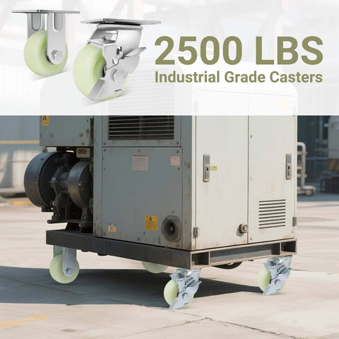 Heavy Duty Caster Wheels 4 Inch - 2500 LBS, PP Plate Castor Set of 4 with Double Ball Bearings, Industrial equipment