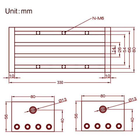 Technical drawing of 250mm Effective Travel Dual Optical Axis Manual Sliding Table with SFU1605 Ball Screw for precision positioning.