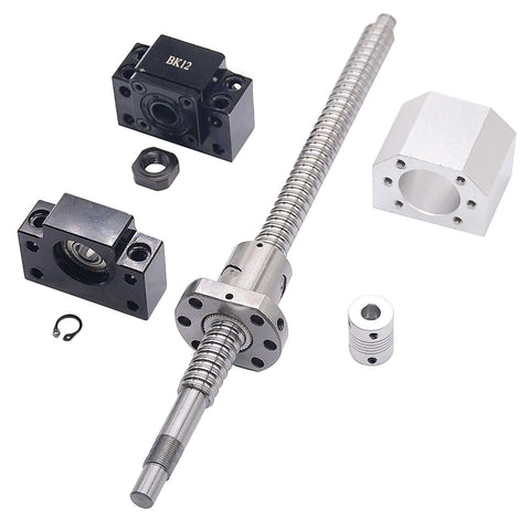 250mm SFU1605 Ball Screw CNC Assembly with metal nut, BK12 BF12 end supports & coupler, for CNC machines and industrial projects.