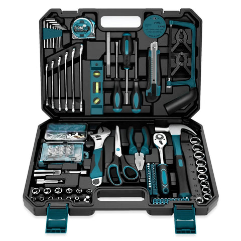 257 Piece DIY Ready Home Tool Kit For Household Repairs Complete Hand Tool Set With Wrenches Screwdrivers Sockets Ratchet