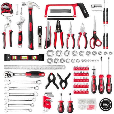 Beefy 259 Piece Tool Kit Do It All Set With Plastic Storage Toolbox And Portable Repair Box For Home And Car, tools displayed