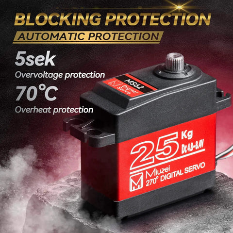 2Pcs 25KG High Torque RC Servo, Waterproof Servo Motor Compatible with 1/8, 1/10 RC Car, Full Metal Gear Steering Servo with 25T Servo Horn（270°）