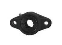 Front view of 25mm Wide Accu-Loc 2-Bolt Thermoplastic Flange Housing Black Single Unit for Linear Slides, Pillow Block Mount, Shaft Support.