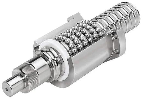 ✝️ 25mm Ballscrew SFU2510 RM2510 Anti Backlash Ball Screw, Length 86.61 inch / 2200mm, metal nut close-up, high precision CNC part